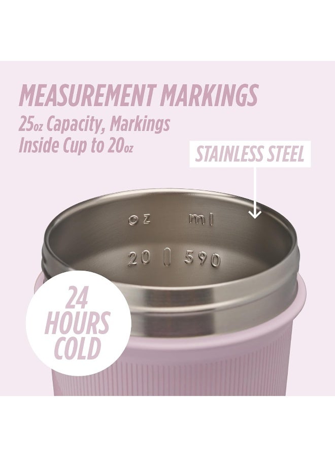 BlenderBottle Strada Shaker Cup Insulated Stainless Steel Water Bottle With Wire Whisk, 25-Ounce, Pink Stripes - Image 4